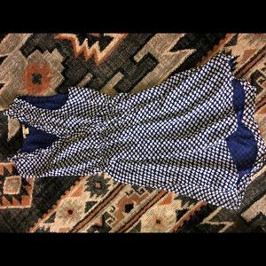 blue and white dress